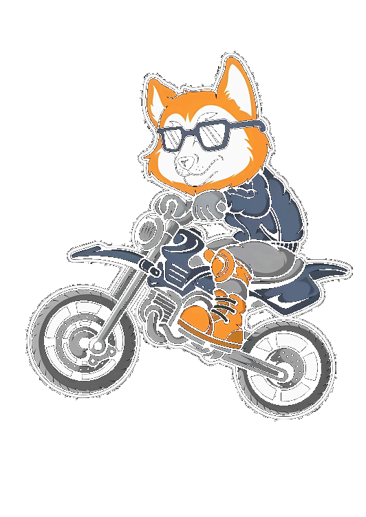 Mascote lobo motoqueiro da Speed Motos